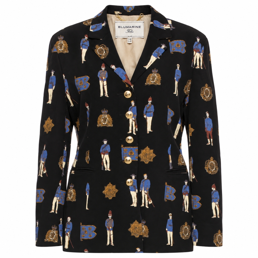 Blumarine Folies Vintage 1980s Royal Guard & Crest Printed Blazer
